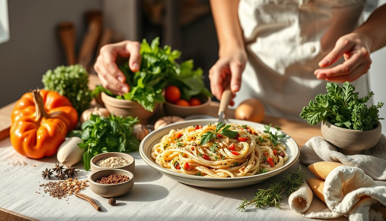 Home cook preparing ingredients in the kitchen