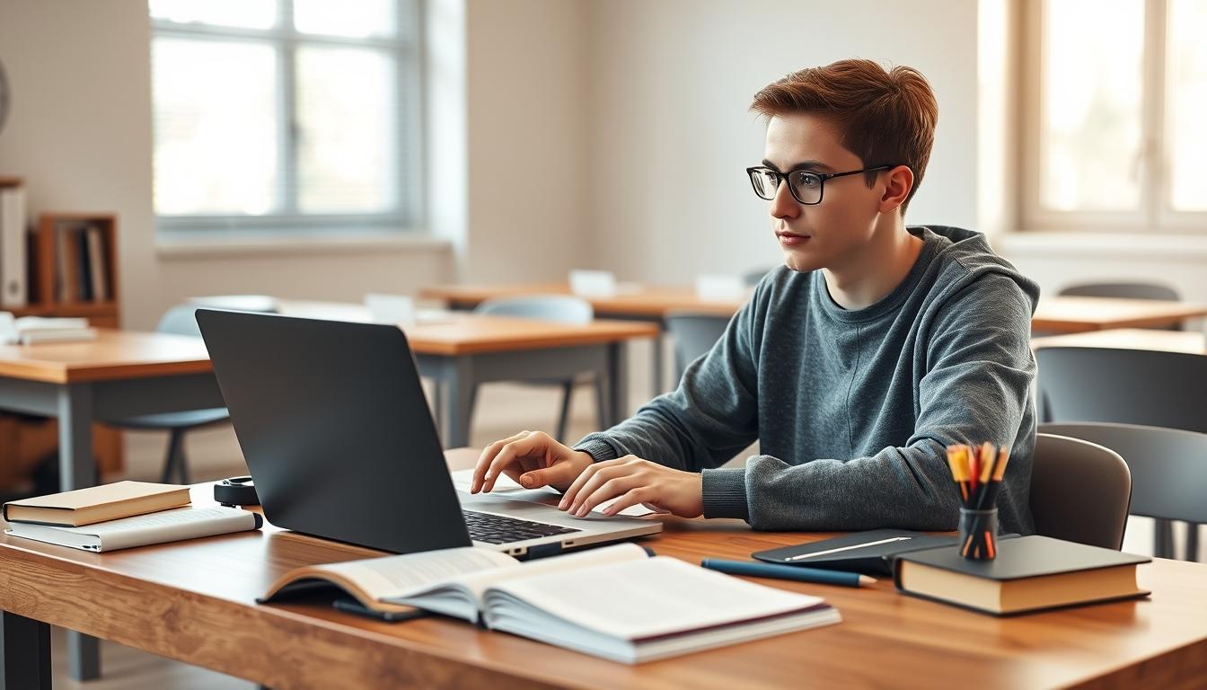 Student using online courses for flexible education