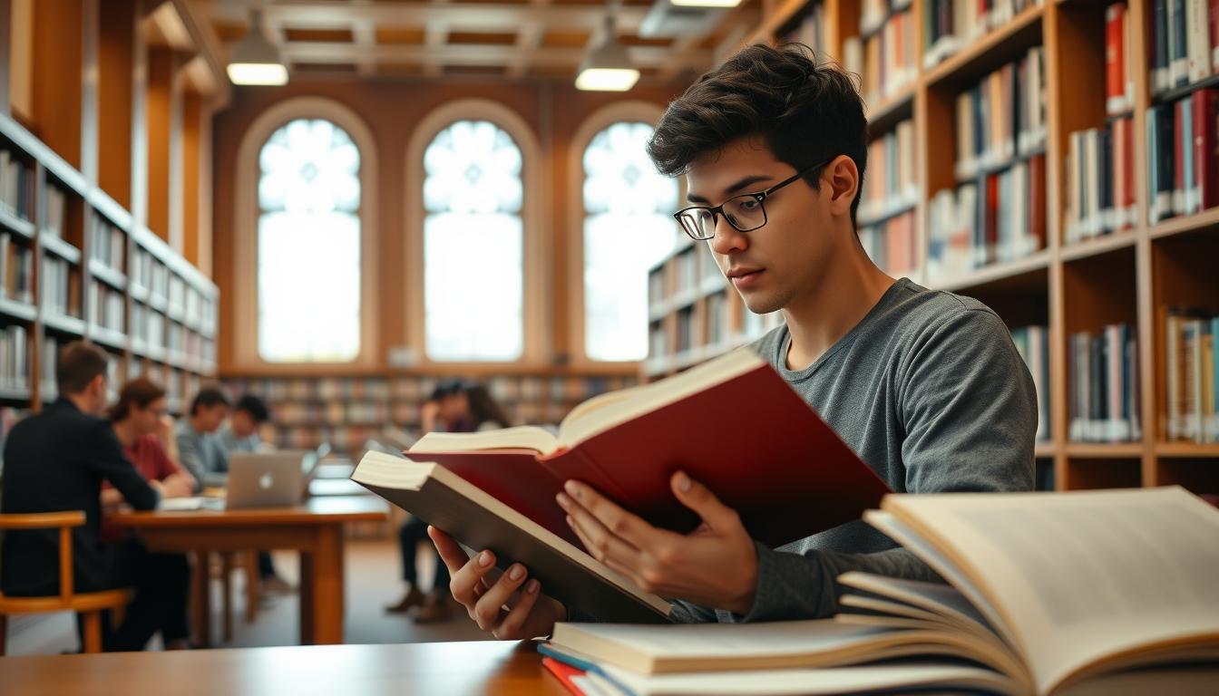 Student using learning strategies while studying